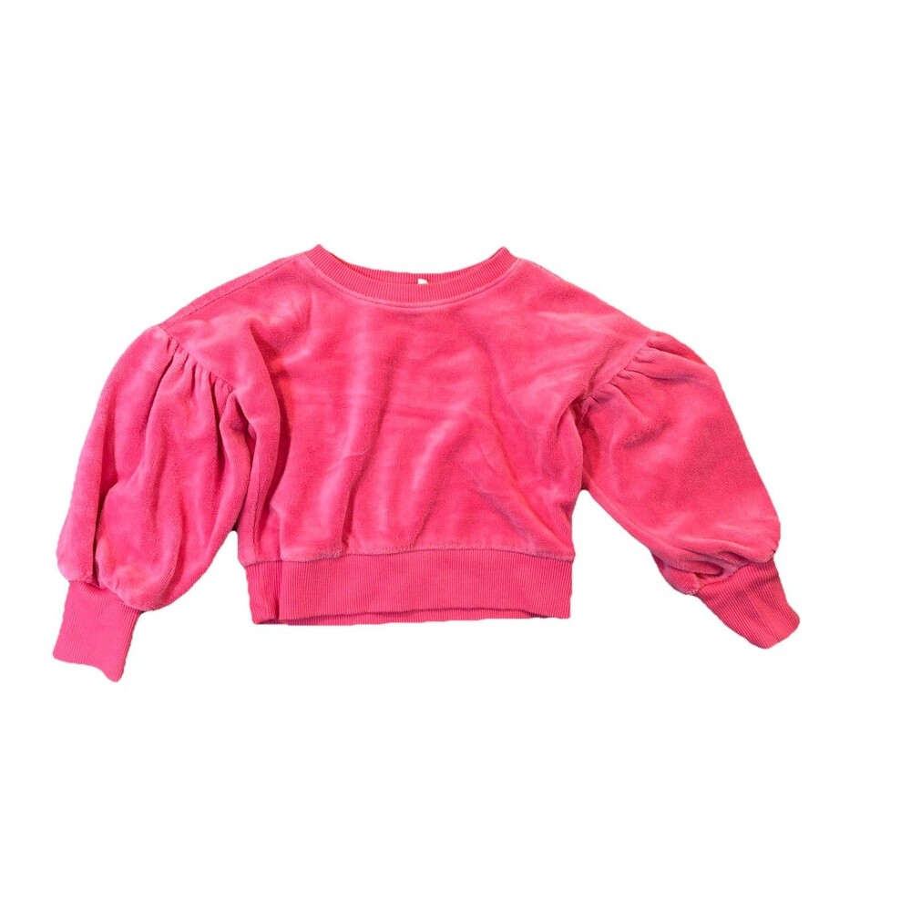 Janie and Jack Girls Pink Velour Puff Sleeve Sweatshirt 4T